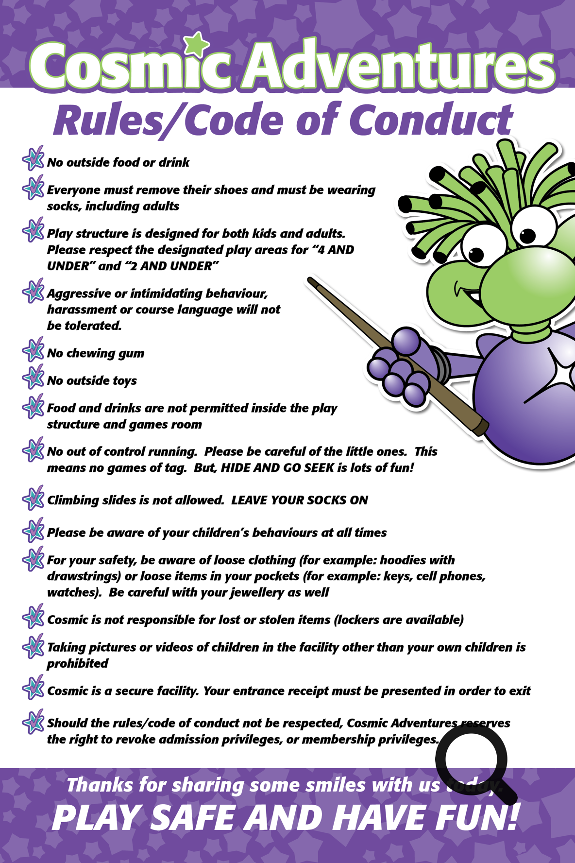 Cosmic Adventures Rules & Conduct