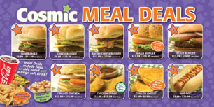 Cosmic Adventures Galaxy Grill Menu Board